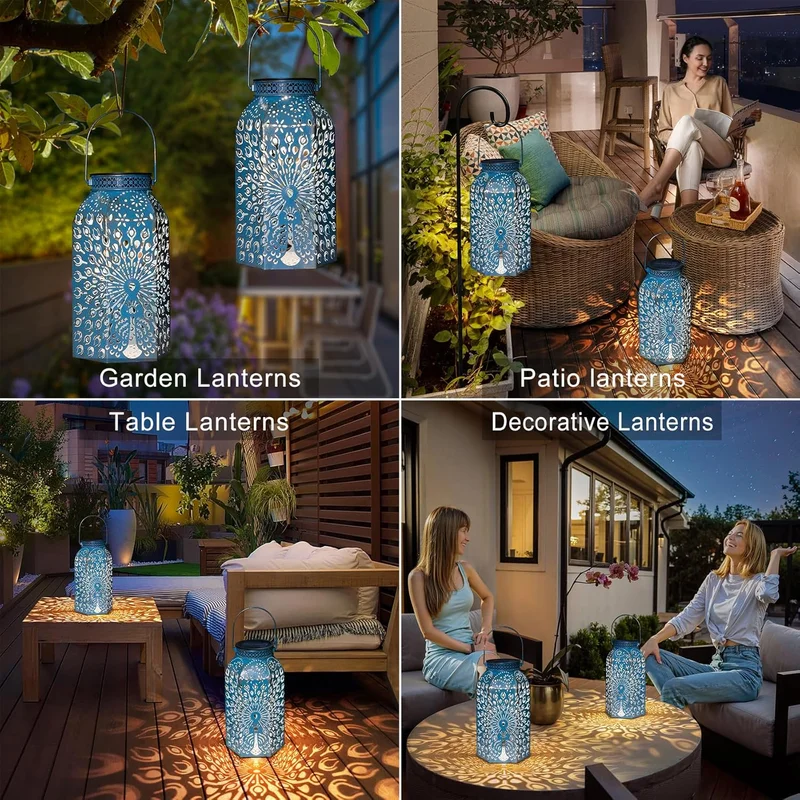 SM24861 Plastic PP Peacock Bird Solar Hanging Lantern_5
