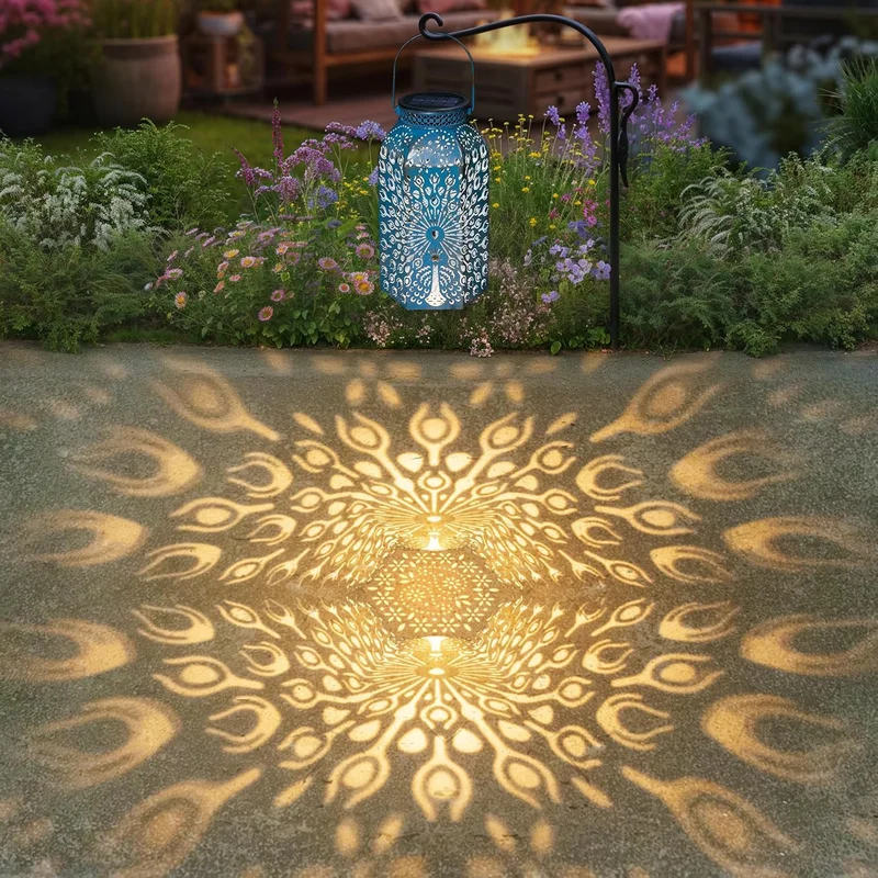 SM24861 Plastic PP Peacock Bird Solar Hanging Lantern_8