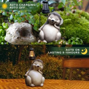 SM24863 Resin Hedgehog Statue with Solar Lantern Hanging Light_3