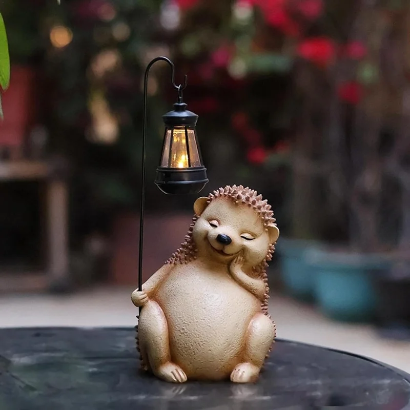 SM24863 Resin Hedgehog Statue with Solar Lantern Hanging Light_7