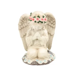 SM24868 resin statue Solar Garden Praying Angel freestanding light white, large, decorative, with base_2
