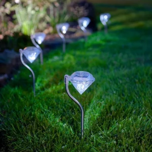 SM24870 ABS Plastic Garden Solar Diamond Stake Lights, Set of 4 pcs