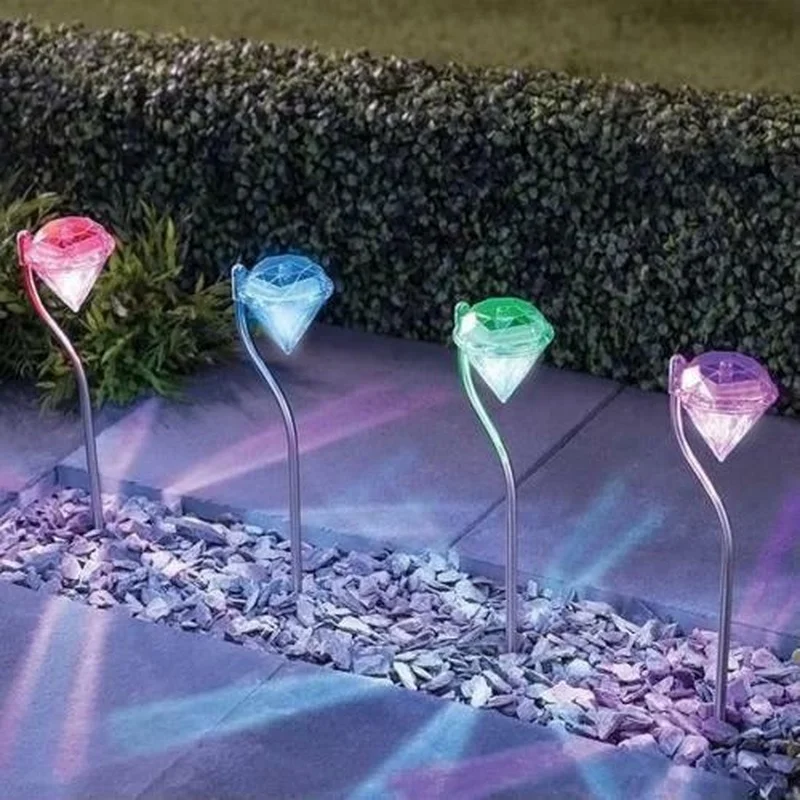 SM24870 ABS Plastic Garden Solar Diamond Stake Lights, Set of 4 pcs_3