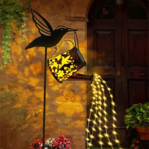 SM24872 metal-iron Solar Bird and Watering Can Hanging Waterfall Light_2