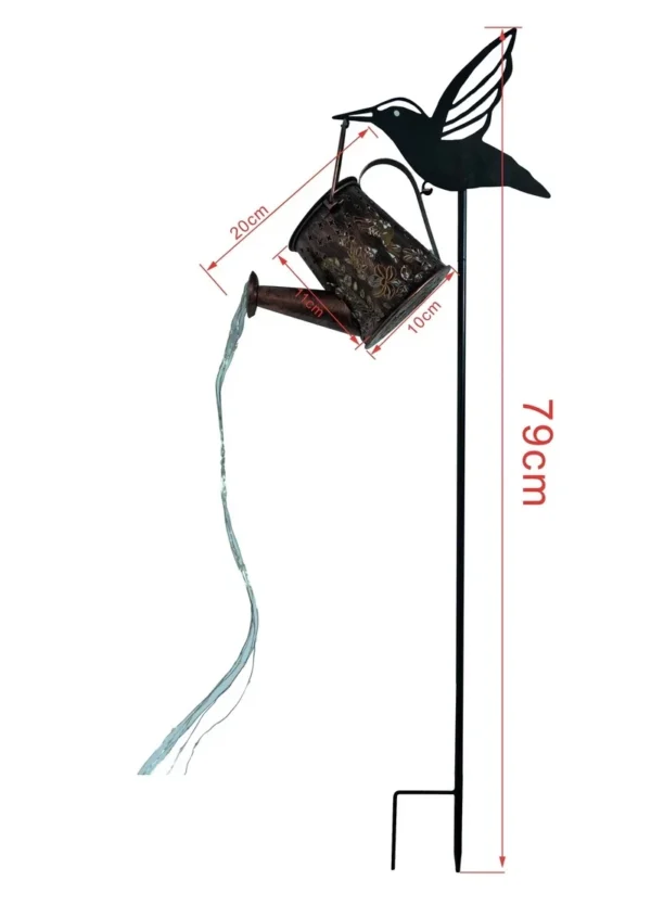 SM24872 metal-iron Solar Bird and Watering Can Hanging Waterfall Light_3