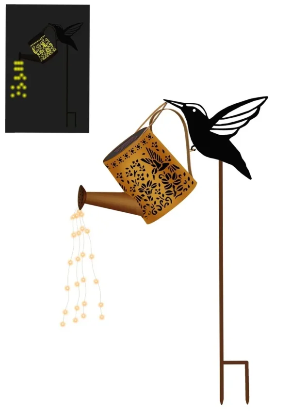 SM24872 metal-iron Solar Bird and Watering Can Hanging Waterfall Light_4