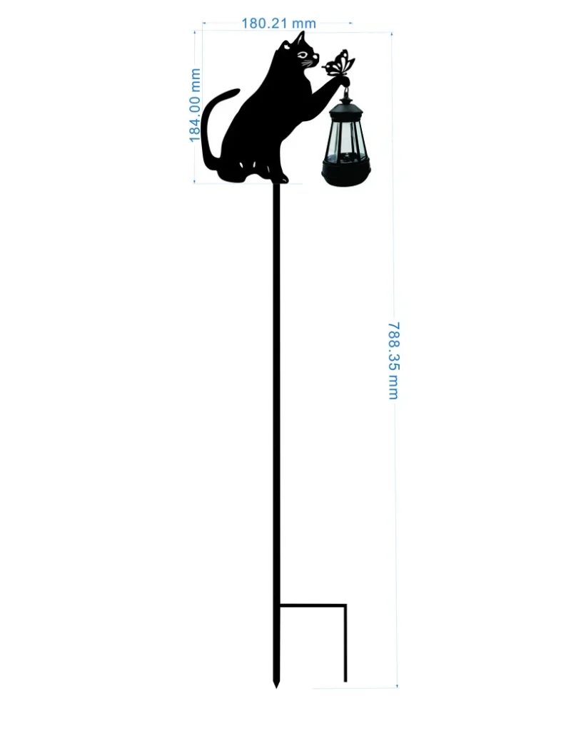 SM24885 PP Plastic Cat Holding Solar Lantern Decorative Garden Stake Animal_2