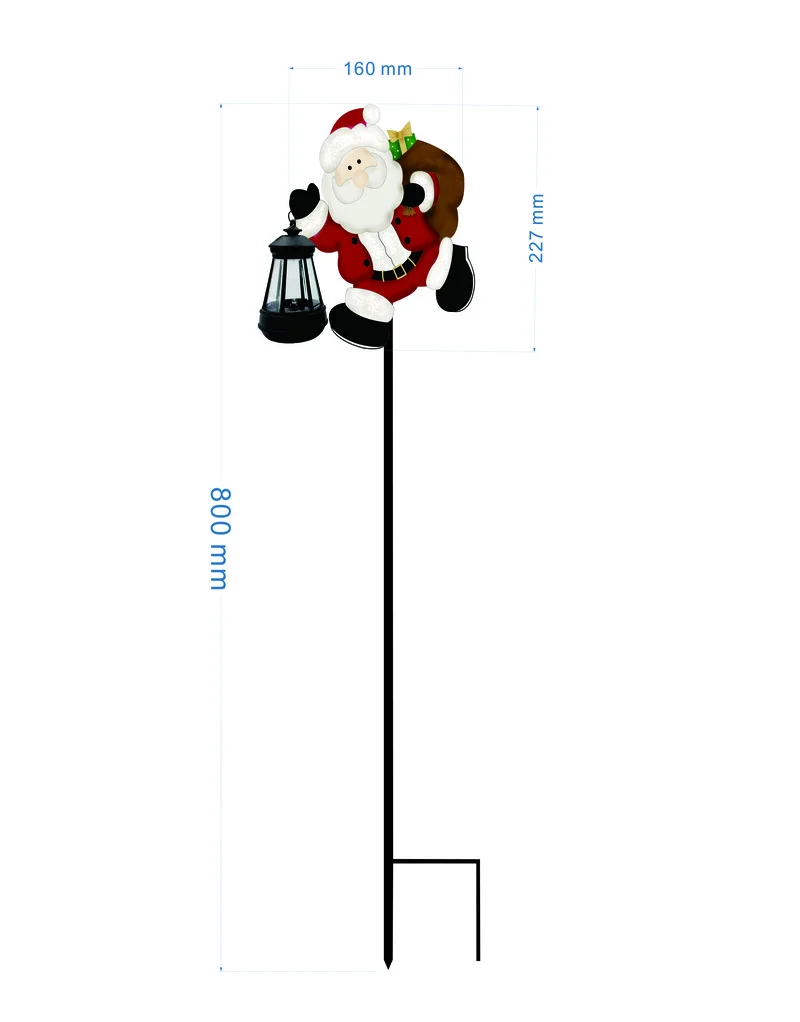 SM24886 Plastic PP Santa Claus Holding Solar Lantern Garden Decorative Stake