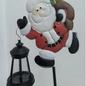 SM24886 Plastic PP Santa Claus Holding Solar Lantern Garden Decorative Stake_2