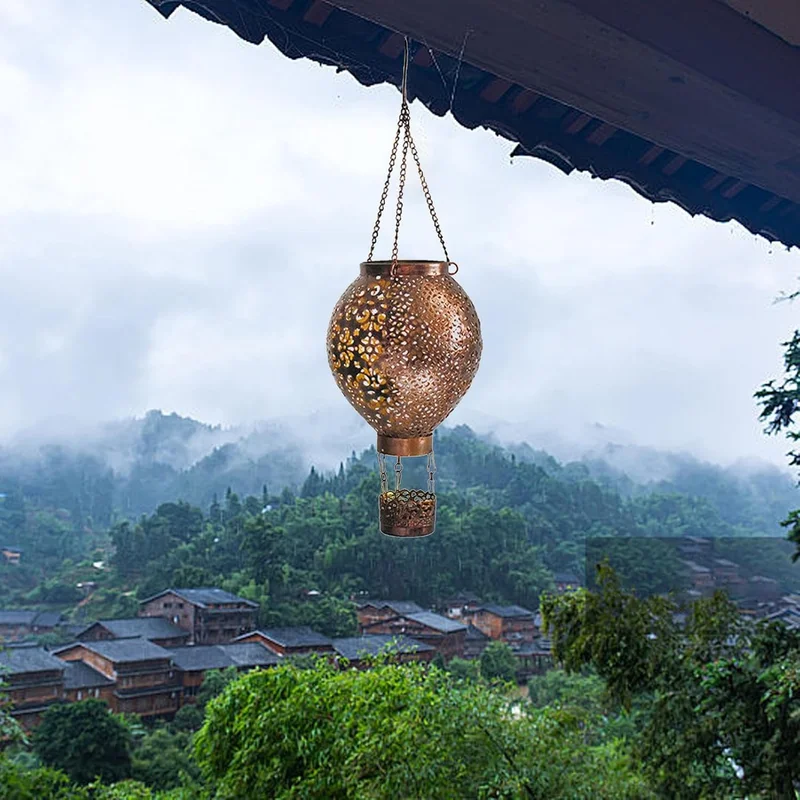 SM24890 PP Plastic Hot Air Balloon Solar Hollow-Out Hanging Lantern Light_2