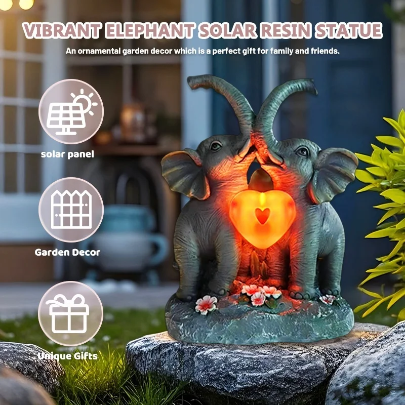 SM24895 Vibrant Elephant Resin Statue Solar Freestanding Animal Light_2_20251010_142404