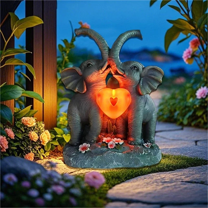 SM24895 Vibrant Elephant Resin Statue Solar Freestanding Animal Light_5_20251010_142405