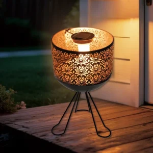 SM24897 PP Plastic Solar Flickering Flame Lotus Flower Tabletop Light_1