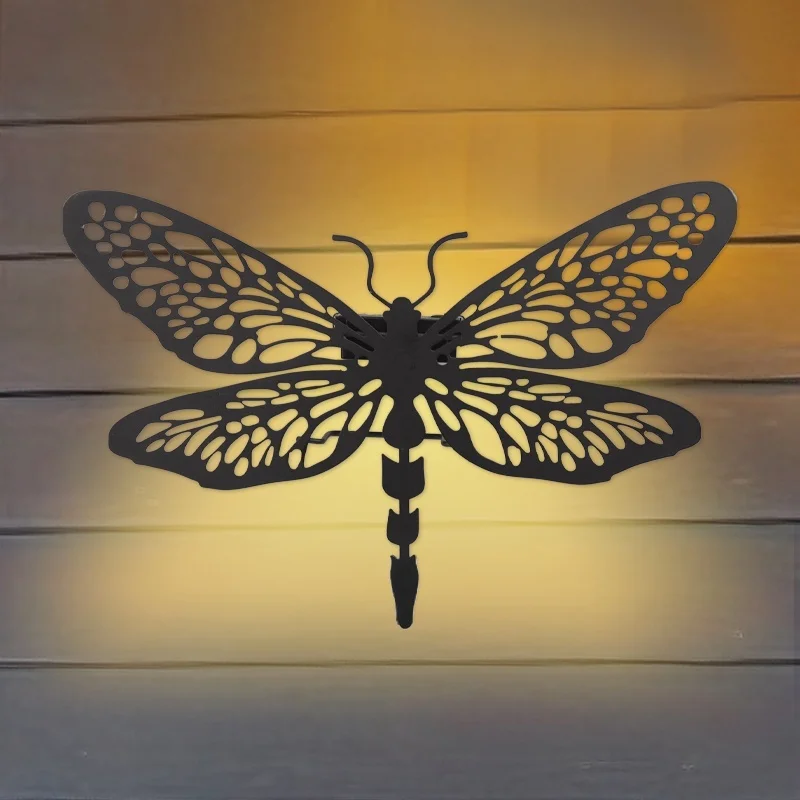 SM24900 Elegant Dragonfly Metal Iron Animal Solar Wall Light_1_20251010_142405