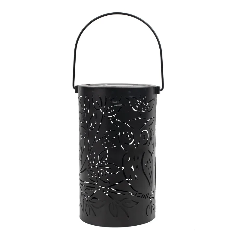 SM24910 Plastic PP Hollow Owl-Shaped Bird Solar Hanging Lantern Light