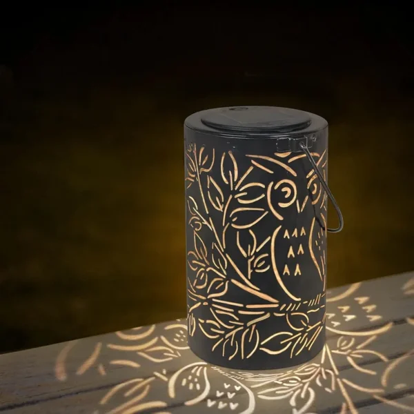 SM24910 Plastic PP Hollow Owl-Shaped Bird Solar Hanging Lantern Light_2