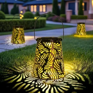 SM24913 Small Modern Silver Plastic PP Hollow-Out Solar Lantern Hanging Light with Base_1_20251010_142405