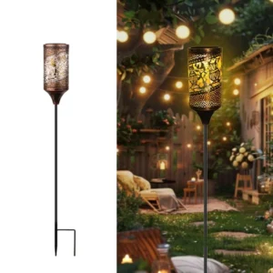 SM24916 Glossy Medium Copper Plastic PP Hollow-Out Solar Stake Lantern Light_3_20251010_142405