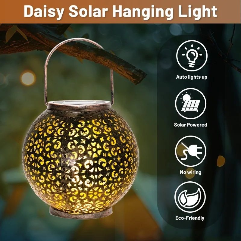 SM24934 Solar Hanging Plastic PP Daisy Flower Light_4