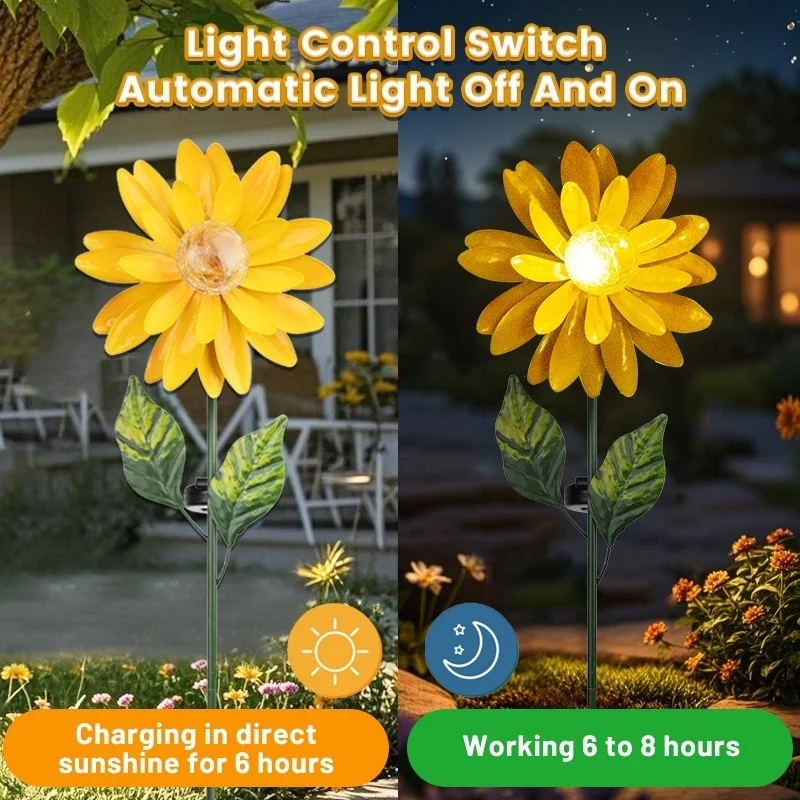 SM24935 Plastic PP Chrysanthemum Flower Solar Tabletop Lamp_5