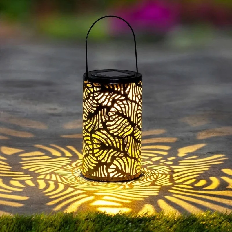 SM24936 Cylindrical Hollow Leaf Plastic PP Solar Hanging Light_1