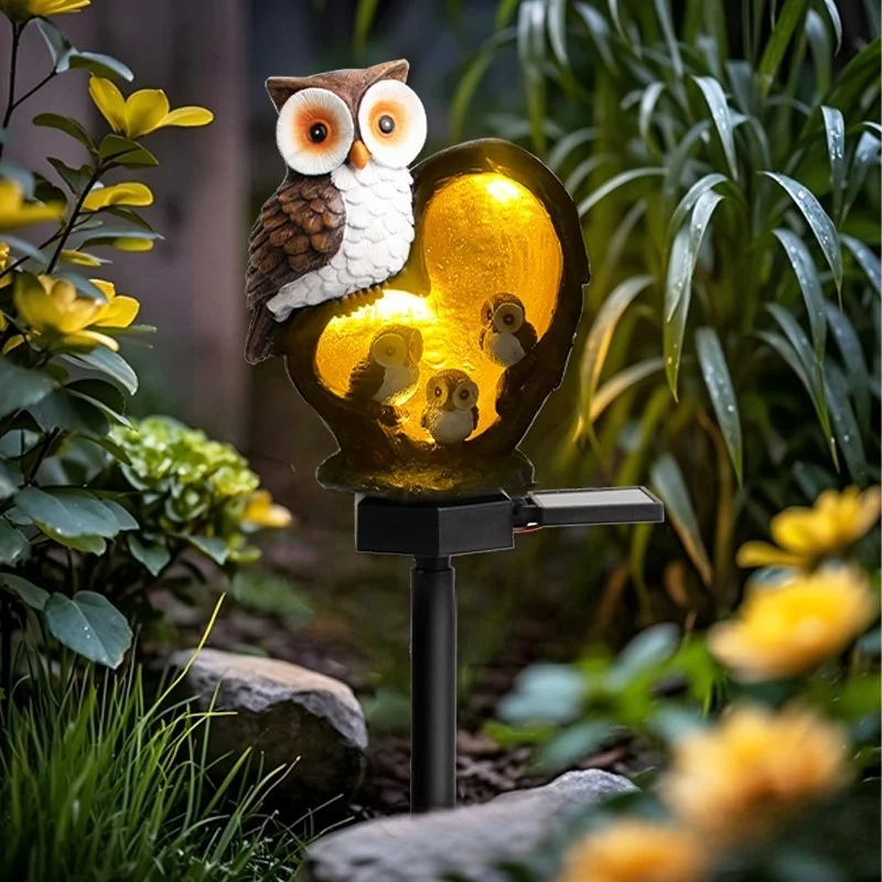 SM24945 Large Solar-Powered Resin Owl Statue Garden Decorative Animal Stake Light_1_20251010_142405