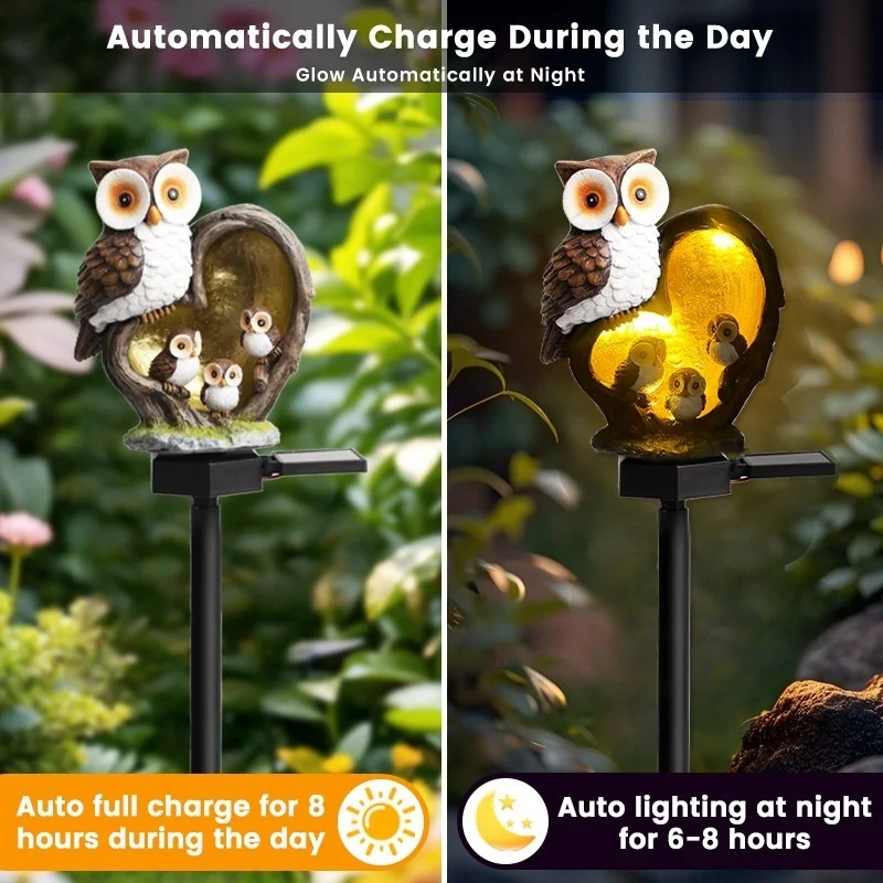 SM24945 Large Solar-Powered Resin Owl Statue Garden Decorative Animal Stake Light_4_20251010_142405
