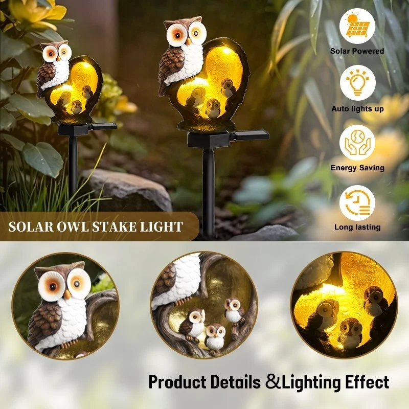 SM24945 Large Solar-Powered Resin Owl Statue Garden Decorative Animal Stake Light_5_20251010_142405