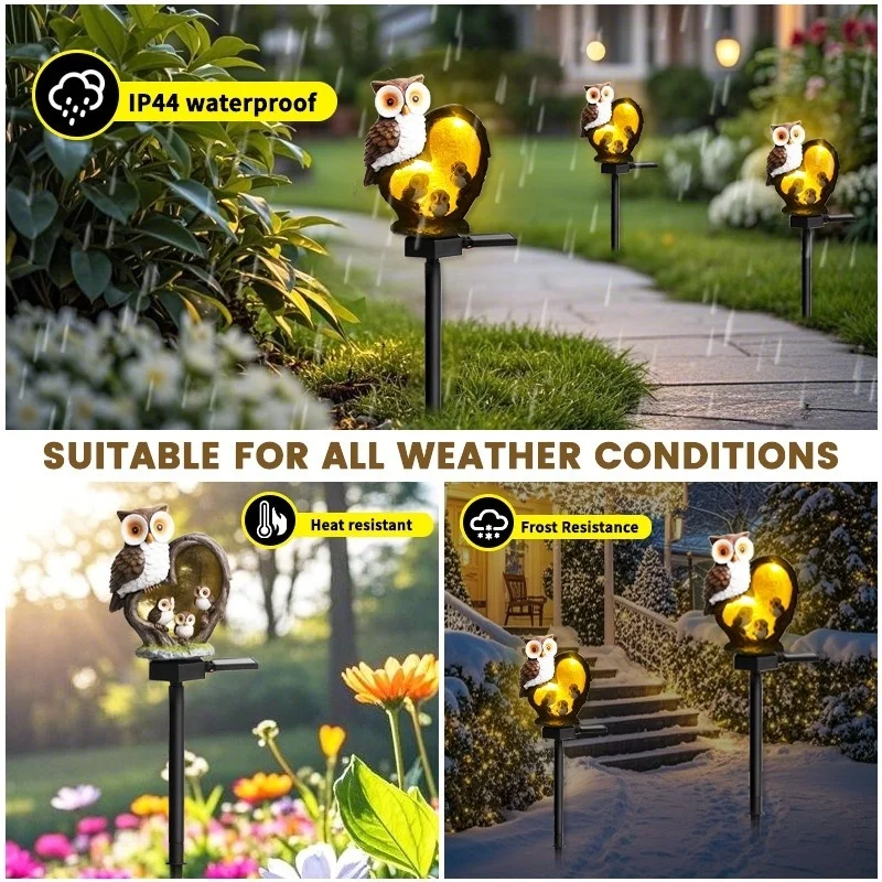 SM24945 Large Solar-Powered Resin Owl Statue Garden Decorative Animal Stake Light_6_20251010_142405