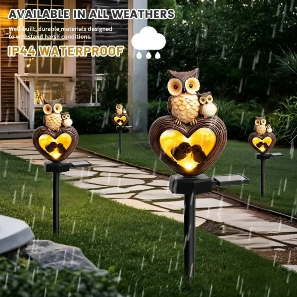 SM24946 Solar-Powered Resin Owl Statue Garden Stake Light — Decorative Small Animal Bird_3_20251010_142405