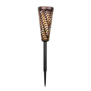 SM24953 Modern Small Copper Plastic PP Hollow-Out Solar Stake Lantern Light_2