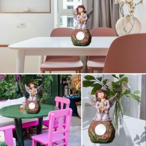 SM24958 Garden Solar Angel Freestanding Light Resin Statue_10
