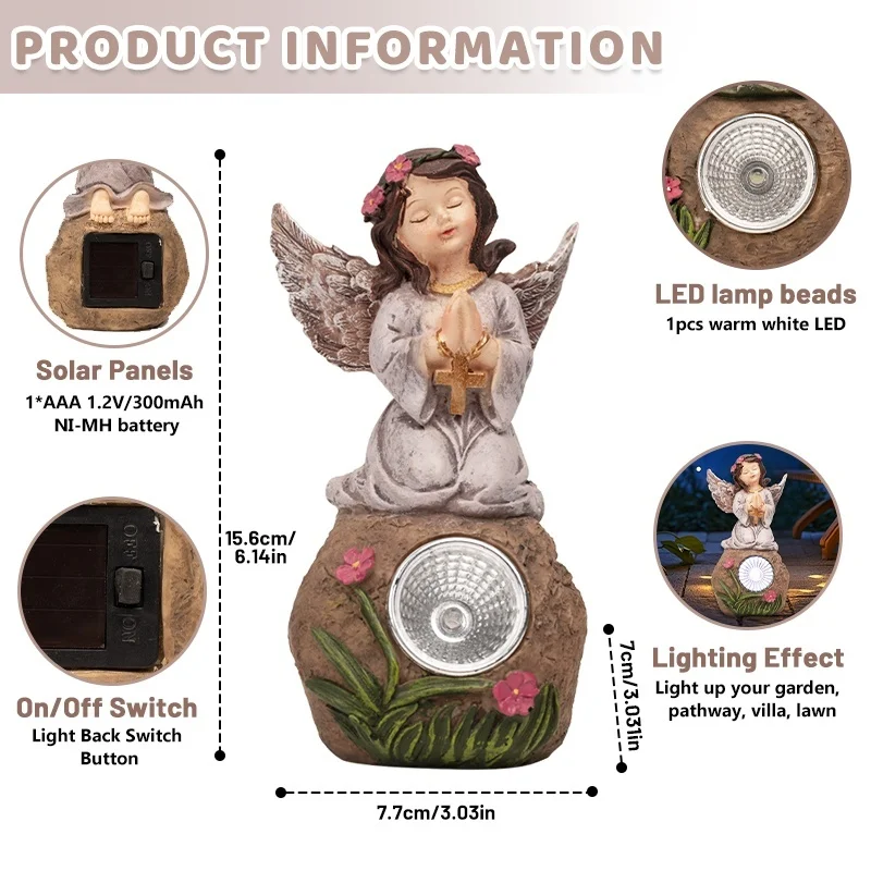 SM24958 Garden Solar Angel Freestanding Light Resin Statue_11