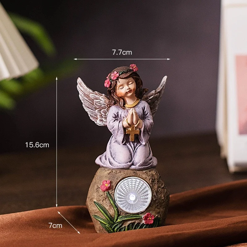 SM24958 Garden Solar Angel Freestanding Light Resin Statue_3