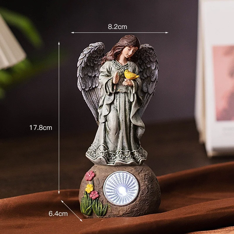 SM24959 Solar Garden Decorative Resin Statue – Freestanding Light with Angel, Bird, Flower, Globe, and Rock_3_20251010_142405