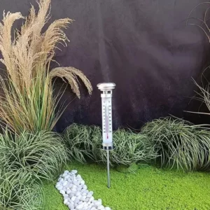 SM24970 plastic + iron Solar Lamp Thermometer Tabletop Light