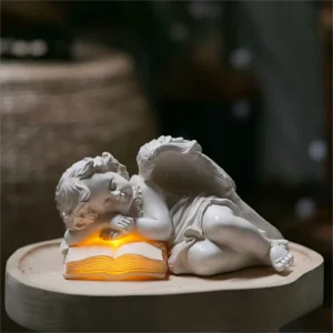 SM25003 Solar Freestanding Light Resin Statue - Sleeping Baby Angel