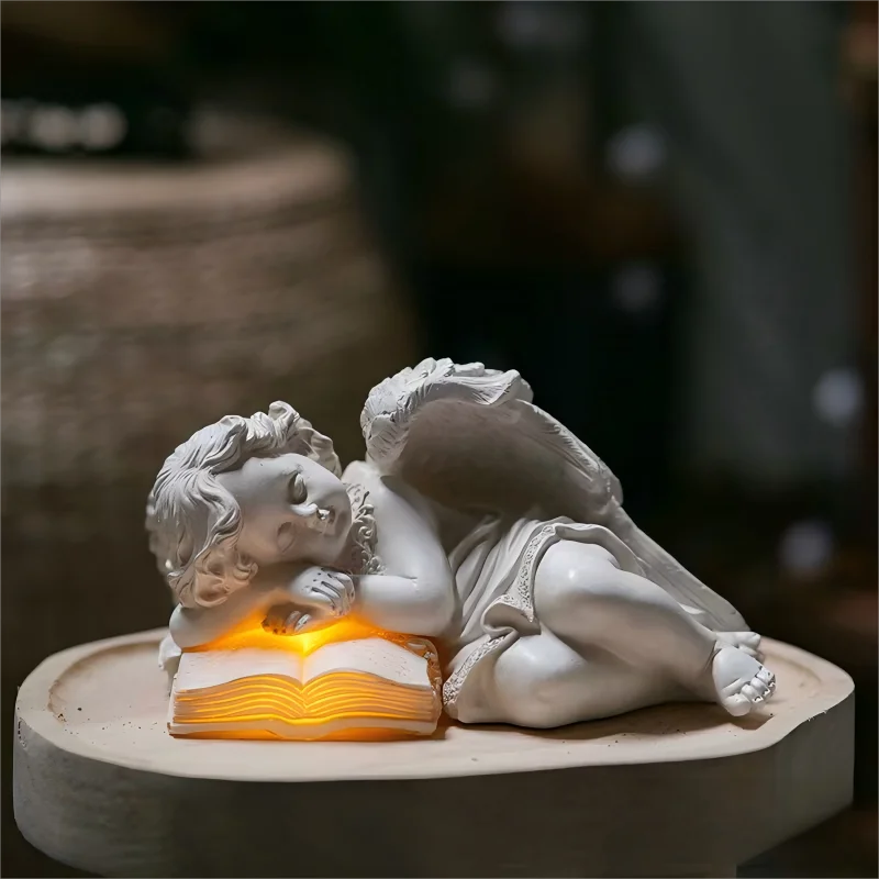 SM25003 Solar Freestanding Light Resin Statue - Sleeping Baby Angel