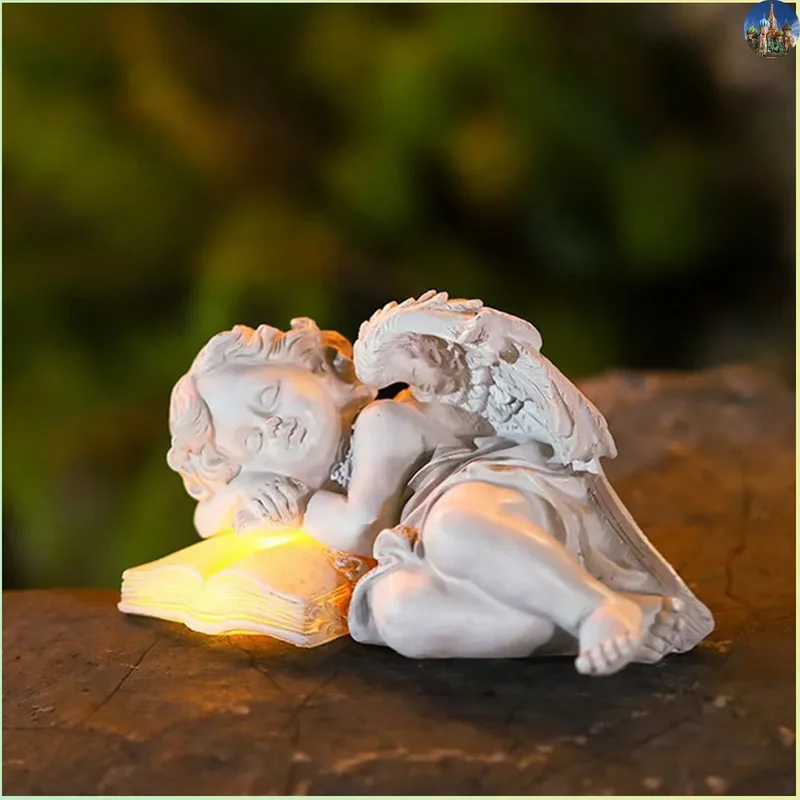 SM25003 Solar Freestanding Light Resin Statue - Sleeping Baby Angel_2