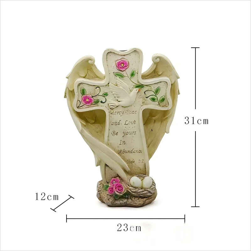 SM25004 Solar Grave Cross Resin Statue Freestanding Light_2