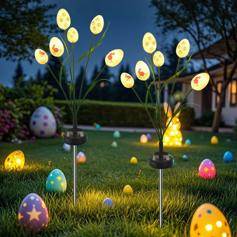 SM25006 ABS Plastic Easter Solar Egg Stake Light with 6 LEDs for Ground Insertion_3