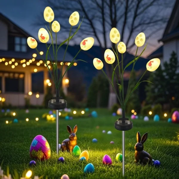 SM25006 ABS Plastic Easter Solar Egg Stake Light with 6 LEDs for Ground Insertion_4