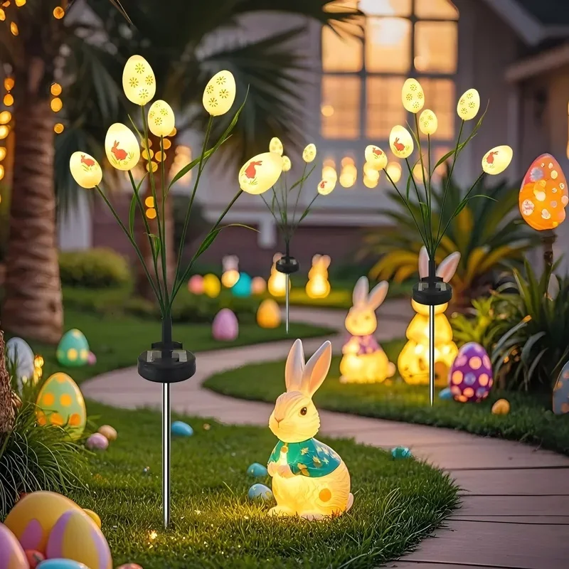 SM25006 ABS Plastic Easter Solar Egg Stake Light with 6 LEDs for Ground Insertion_6