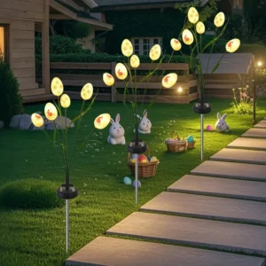 SM25006 ABS Plastic Easter Solar Egg Stake Light with 6 LEDs for Ground Insertion_7