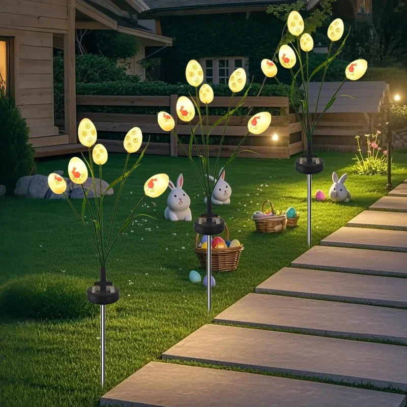 SM25006 ABS Plastic Easter Solar Egg Stake Light with 6 LEDs for Ground Insertion_7
