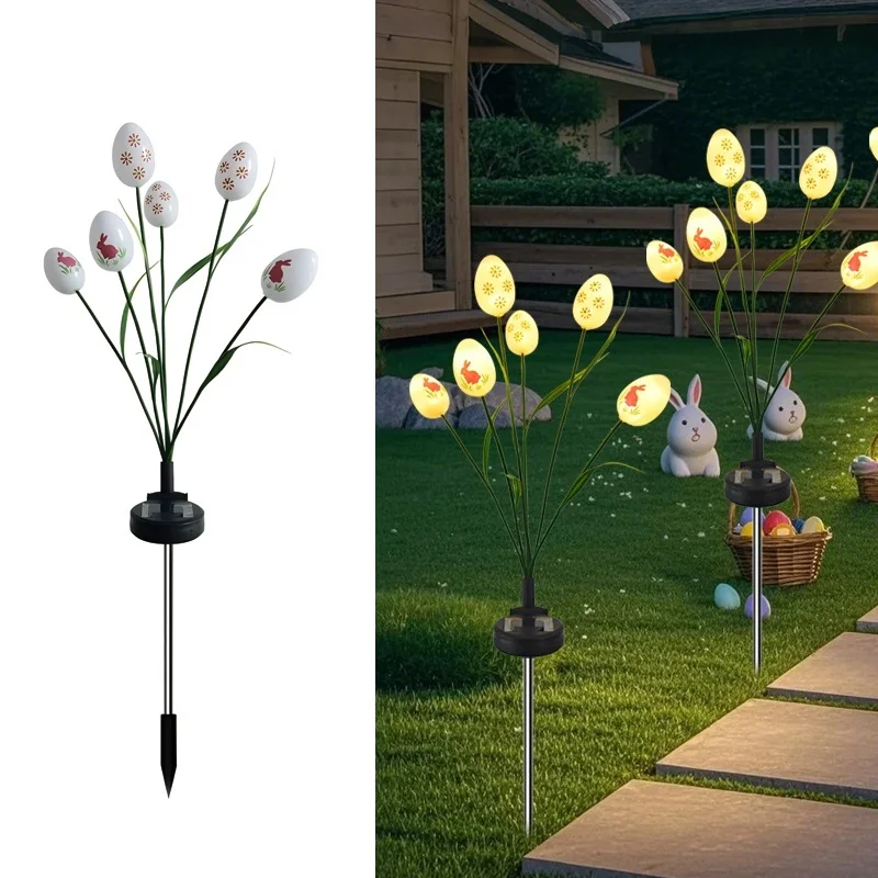 SM25006 ABS Plastic Easter Solar Egg Stake Light with 6 LEDs for Ground Insertion_8