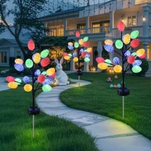 SM25007 ABS Plastic Easter Solar Cracked Egg 12-LED Stake Light