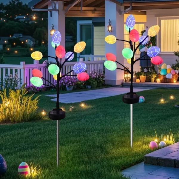 SM25007 ABS Plastic Easter Solar Cracked Egg 12-LED Stake Light_2