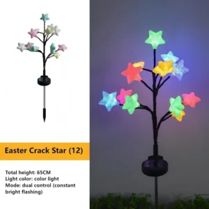 SM25012 ABS Plastic Easter Solar Ground Plug Lights with Cracked Star Design, 12 LED Stake Light