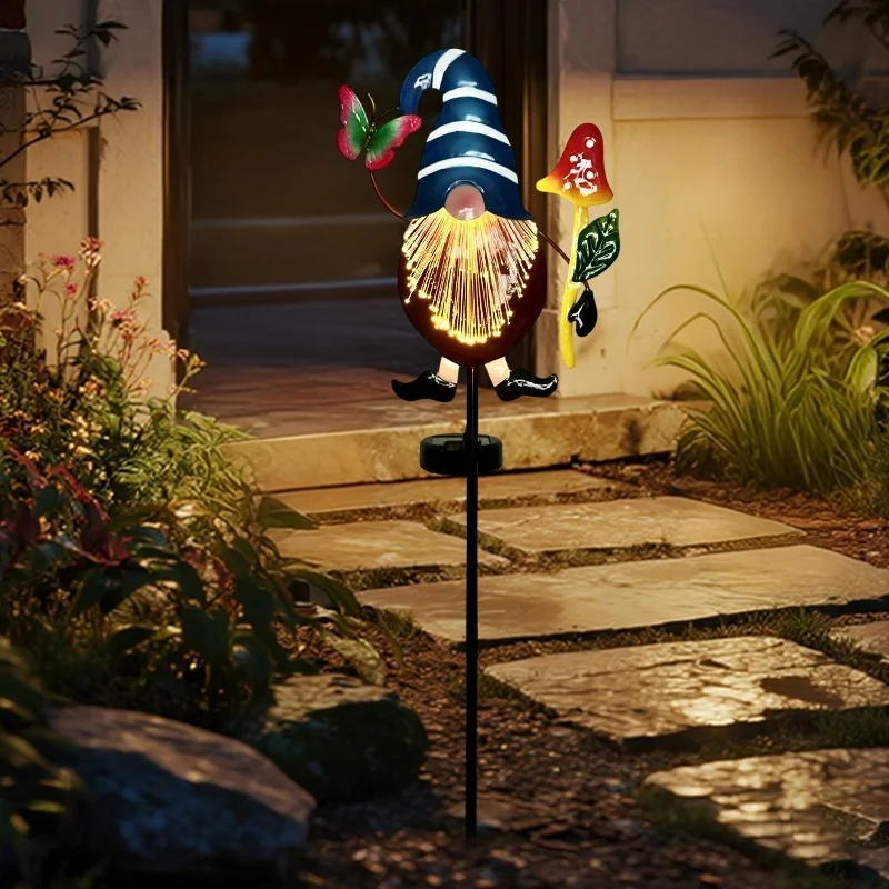 SM25029 Solar Fiber Optic Plastic PP Gnome Garden Stake Light_2